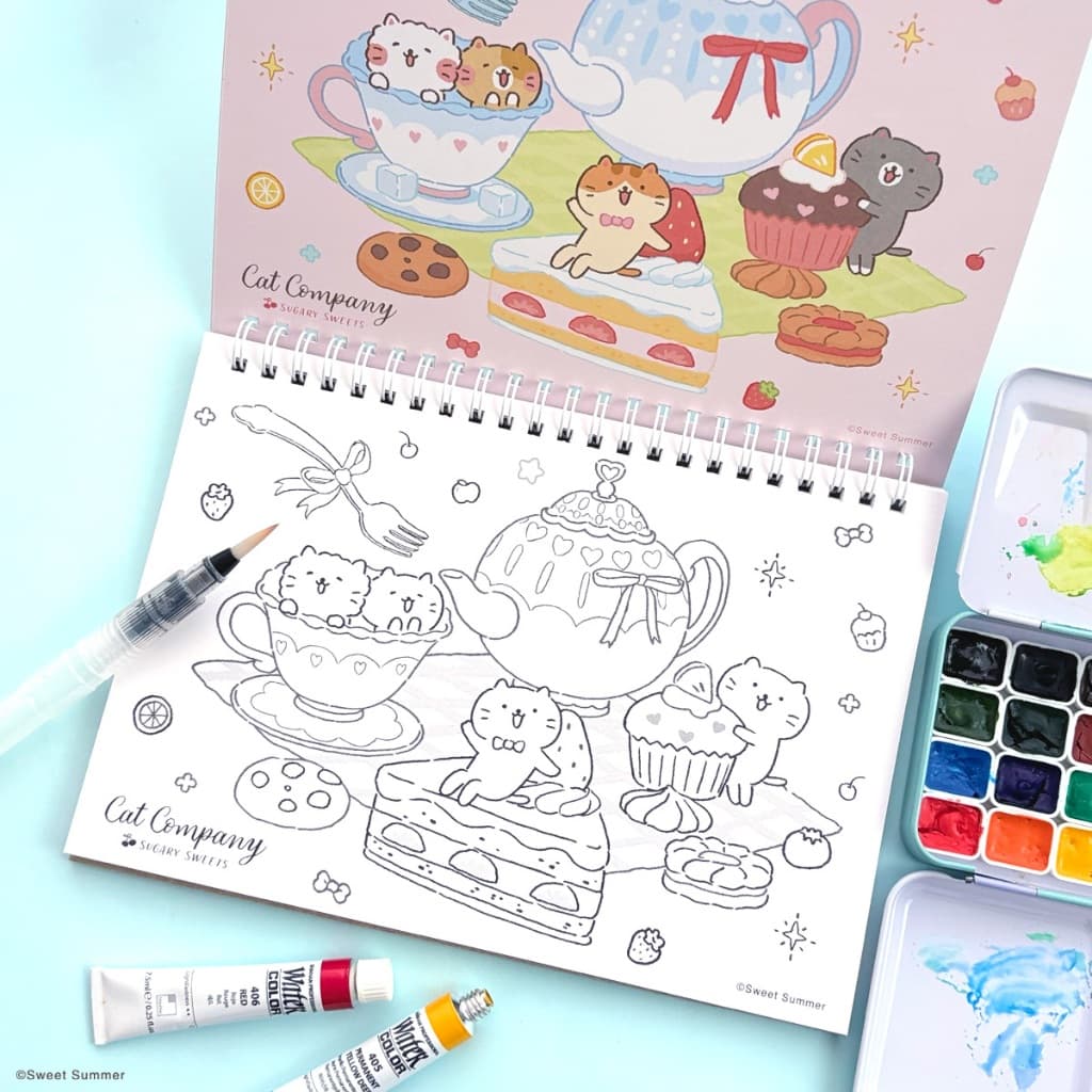 ใหม่!! สวีทซัมเมอร์ : สมุดระบายสีน้ำ ลาย Cat Company Sugary Sweets รูปที่ 3