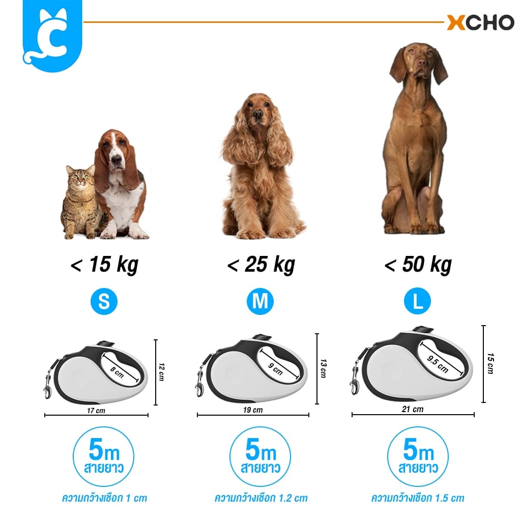XCHO สายจูงสปริงสุนัข สายจูง ยืดหด ทนต่อแรงดึง Retractable Dog Leash CleverPet รูปที่ 4
