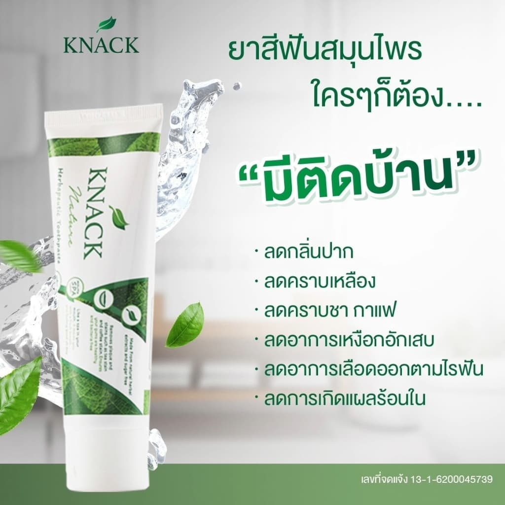 สมุนไพร 12 ชนิด ยาสีฟัน KNACK NATURE TOOTHPASTE 100g ยาสีฟัน แนค เนเจอร์ ขนาด 100กรัม รูปที่ 1