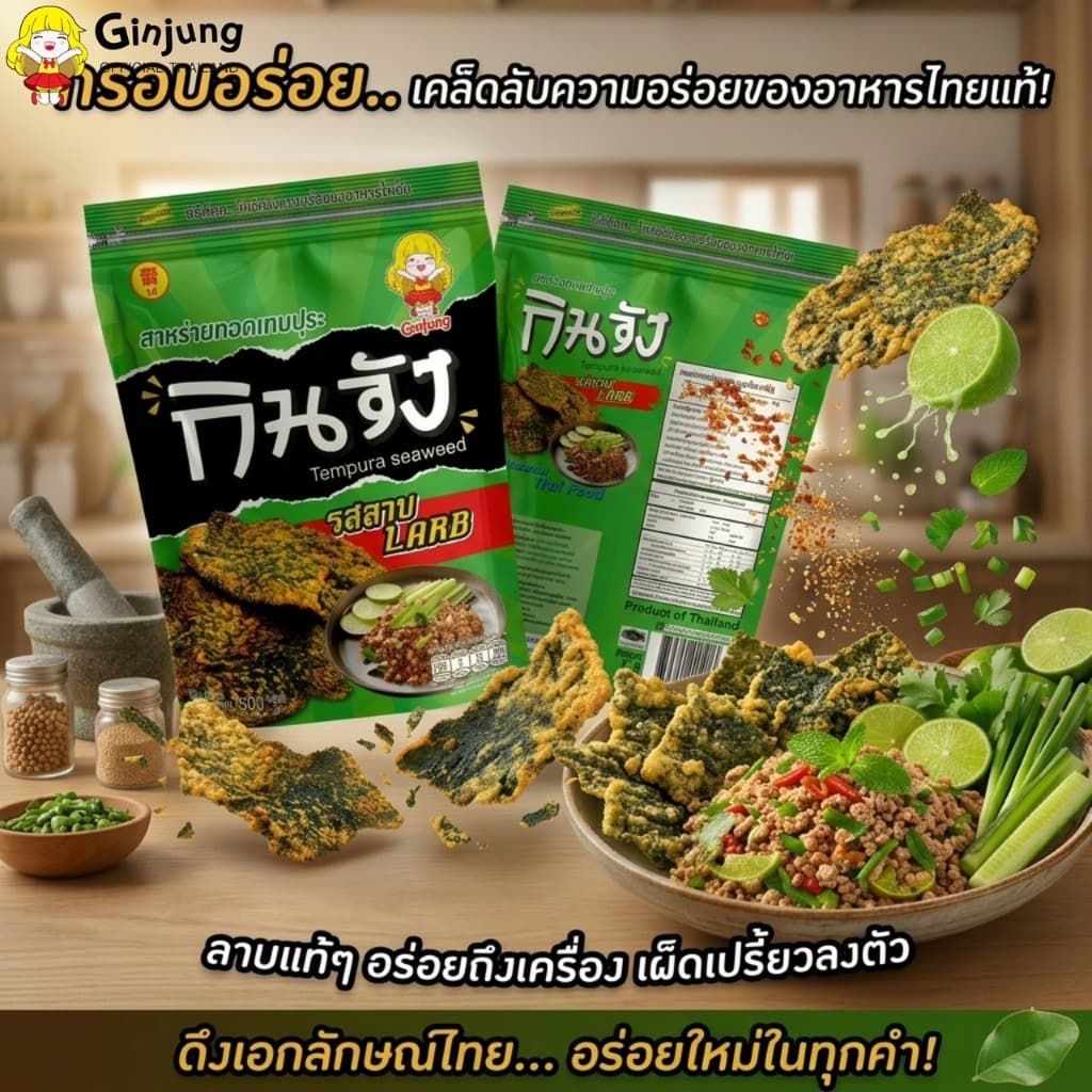 กินจัง สาหร่ายทอดเทมปุระ สาหร่ายทอดแบบซอง 50 กรัม มีให้เลือก 4 รสชาติ รูปที่ 8