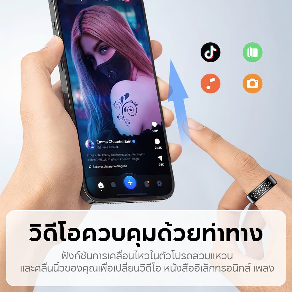 Aolone Smart Ring Ring Gen 5 แหวนออกกําลังกาย แหวนนับก้าว LCD หน้าจอ IP69K แหวนอัจฉริยะ ติดตามสุขภาพ 24 ชม รูปที่ 5