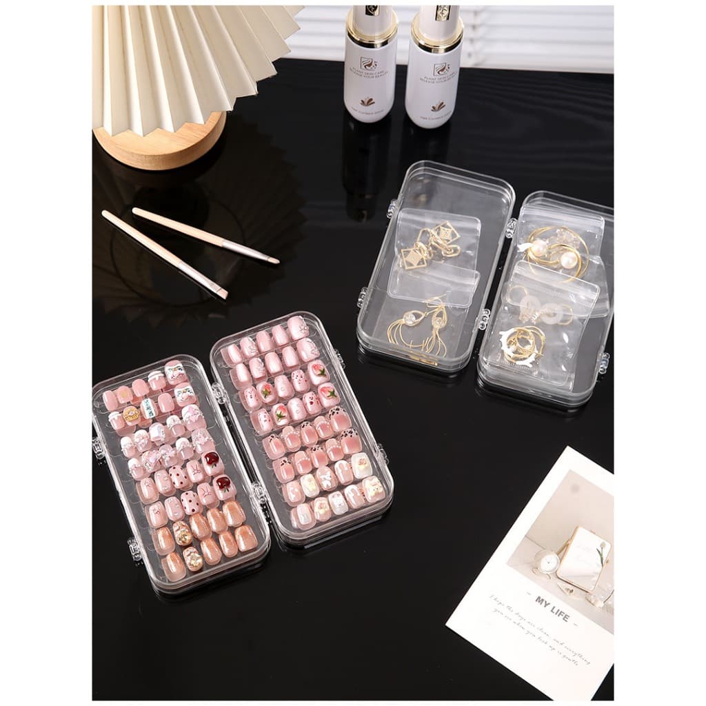 กล่องเก็บเล็บปลอม 3ชั้น สีใส กล่องเล็บปลอม กล่องโชว์ตัวอย่างลายเล็บ พกพาสะดวก รูปที่ 9