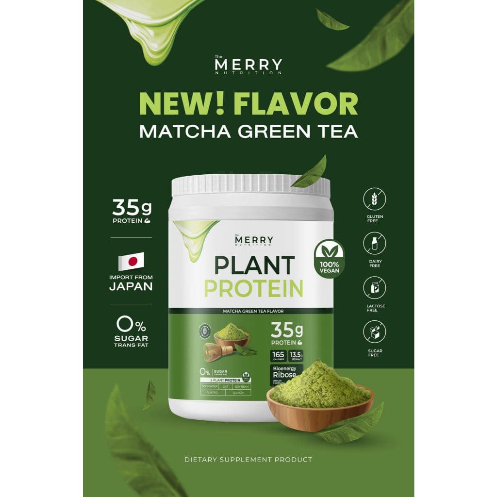 Merry Plant Protein โปรตีนพืช 5 ชนิด : 4 กระปุก เเถม 1 กระปุก 2.3lb. / 1,050g. รวม 5 กระปุก 5 รสชาติ รูปที่ 3