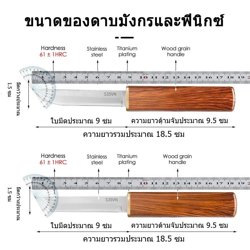 ชุดมีดปอกผลไม้ 2 ชิ้น ใบมีดสองด้าน คมพิเศษ มีดทำครัวอเนกประสงค์ พกพาสะดวก ปอกเปลือก หั่นผัก ผลไม้ สแตนเลสทนทาน รูปที่ 3