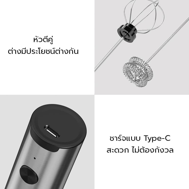 KENTO LITE Electric Milk Frother เครื่องปั่นฟองนมมือถือ แบบมือถือ ไร้สาย วัสดุสแตนเลส Food Grade ใช้งานง่าย จับถนัดมือ รูปที่ 5