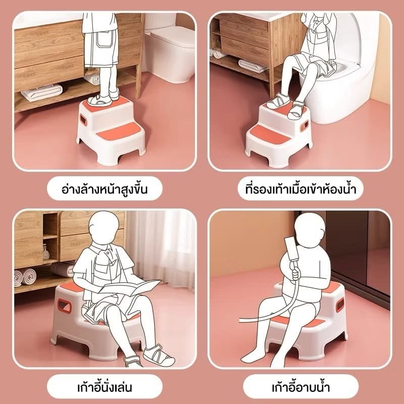 สเต็ปสตูล ขั้นบันได *Brand KANA* บันไดกันลื่นแบบพกพา เก้าอี้พลาสติก อุปกรณ์ครัว สําหรับเด็ก รูปที่ 2