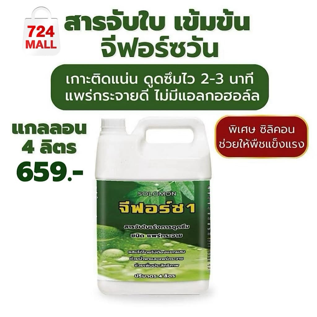 จีฟอร์ซวัน (แกลอน4ลิตร) สารจับใบ  เร่งการดูดซึม จับใบ ไม่มีแอลกอฮอล์ ไม่ทำร้ายใบพืช