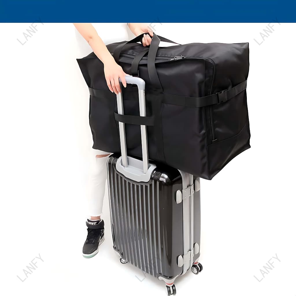กระเป๋าเดินทาง Duffel 80-120L ติดกระเป๋าได้ ผ้าอ๊อกฟอร์ดหนากันน้ำ 60x29x43 / 70x35x48ซม. มาตรฐาน158 โหลดใต้เครื่อง 4 สี รูปที่ 3