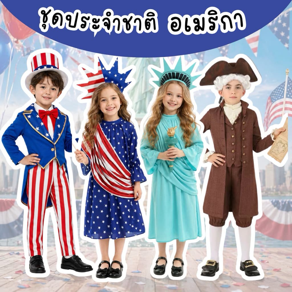 มีส่งแมส จาก กทมชุดประจำชาติอเมริกา ชุดอเมริกา ชุดวันประกาศอิสรภาพ ชุดเทพีเสรีภาพ Independent day American costume รูปที่ 1