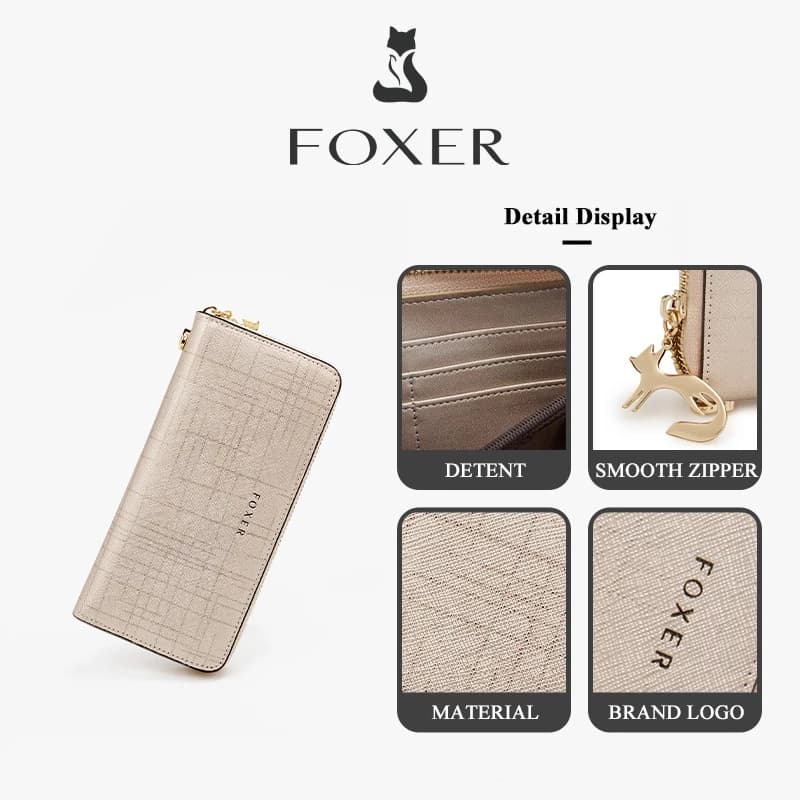 FOXER กระเป๋าสตางค์ยาวมีซิป ดีไซน์ทันสมัย ​​จุของได้เยอะ มีช่องใส่บัตรหลายช่อง รูปที่ 3