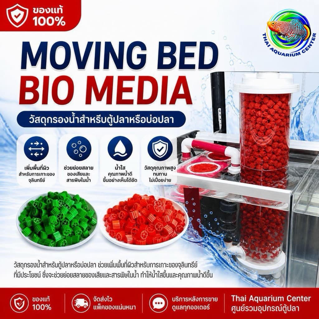 VOONLINE Moving Bed มูฟวิ่งเบด สีเเดง สีเขียว สีเหลือง สีขาว วัสดุกรองน้ำ เกรด AAA รูปที่ 2