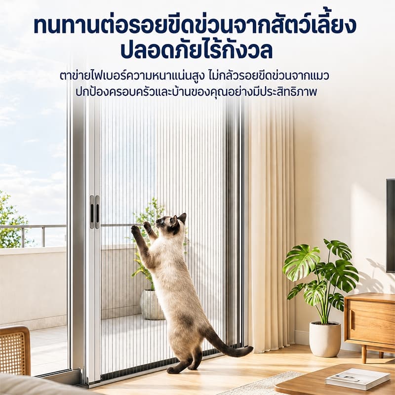 มุ้งจีบประตู มุ้งจีบบานคู่ มุ้งประตูพับเก็บได้ กันยุง ระบายอากาศดี ติดตั้งง่าย ไม่ต้องเจาะรู ความสูง 2m รูปที่ 7