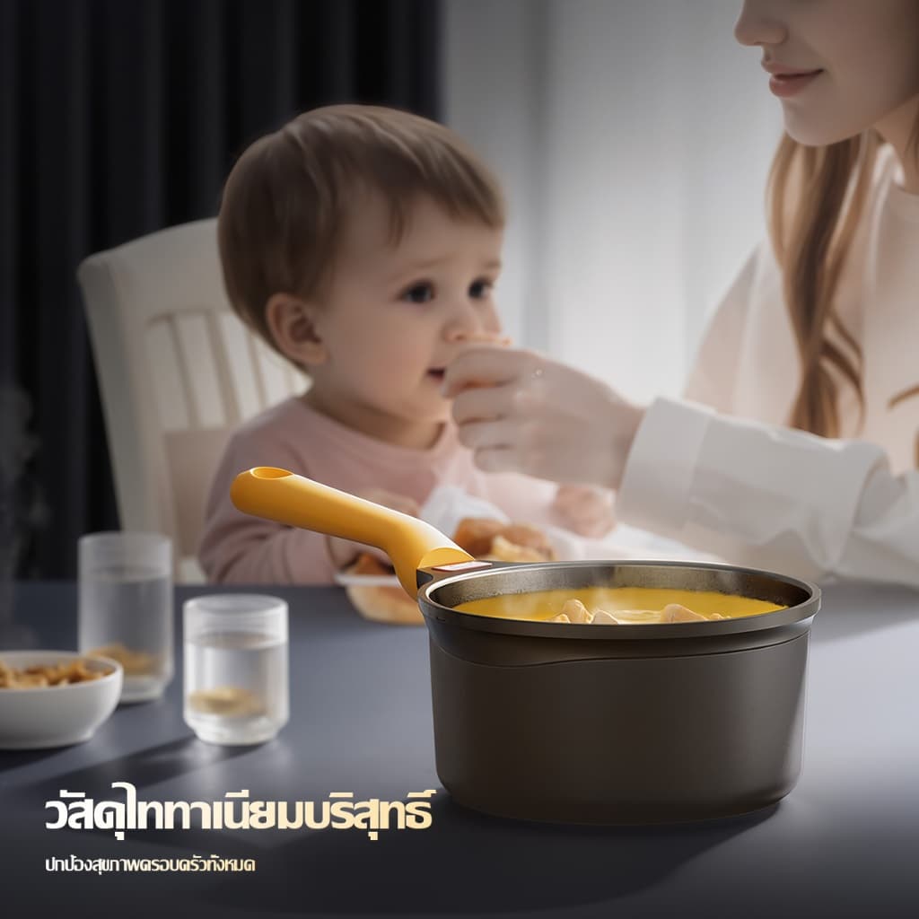 Fancino หม้ออุ่นนมไทเทเนียม 1.25L 16ซม ปากกันล้น ปราศ PFOA PFAS ใช้ได้กับเตาทุกประเภท รูปที่ 5