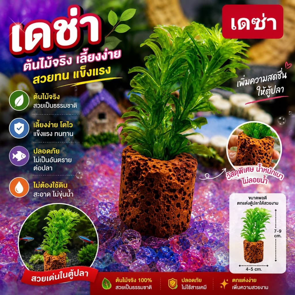 ไม้น้ำ​ แต่ง​ตู้ปลา​ ซื้อ10แถม1ต้นแถมร้านเลือกให้ รูปที่ 1