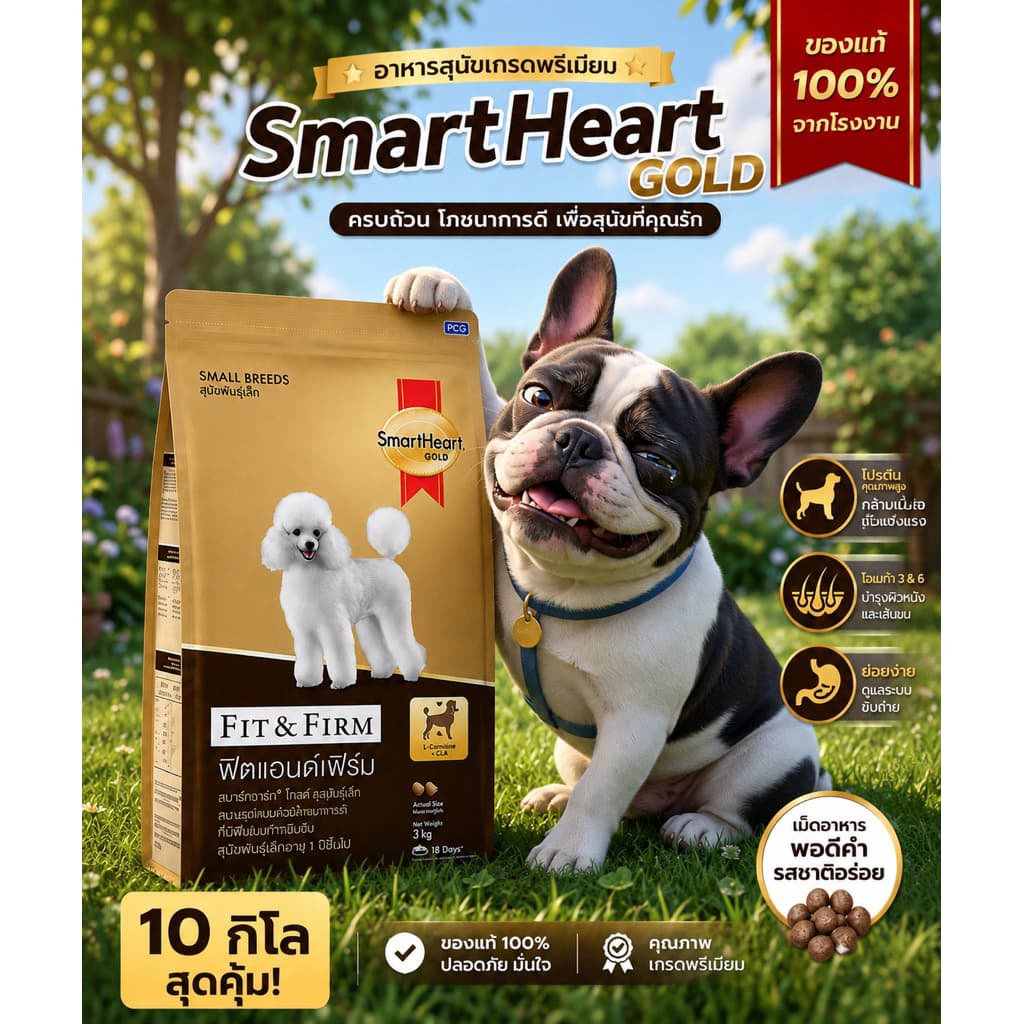 SmartHeart Gold Fit & Firm 10kg อาหารสุนัขเกรดพรีเมียม สูตรสุนัขโต & พันธุ์เล็ก รูปที่ 6