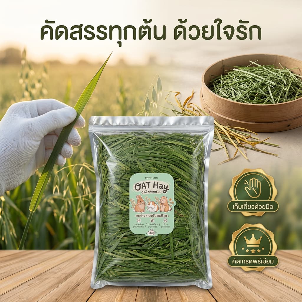 หญ้าโอ้ตอบลมร้อน Oat Hay 250g คัดเกรดพรีเมี่ยม หอมเขียวนุ่มแสนอร่อยมีวิตามินเอสูง อาหารสัตว์เล็ก รูปที่ 3