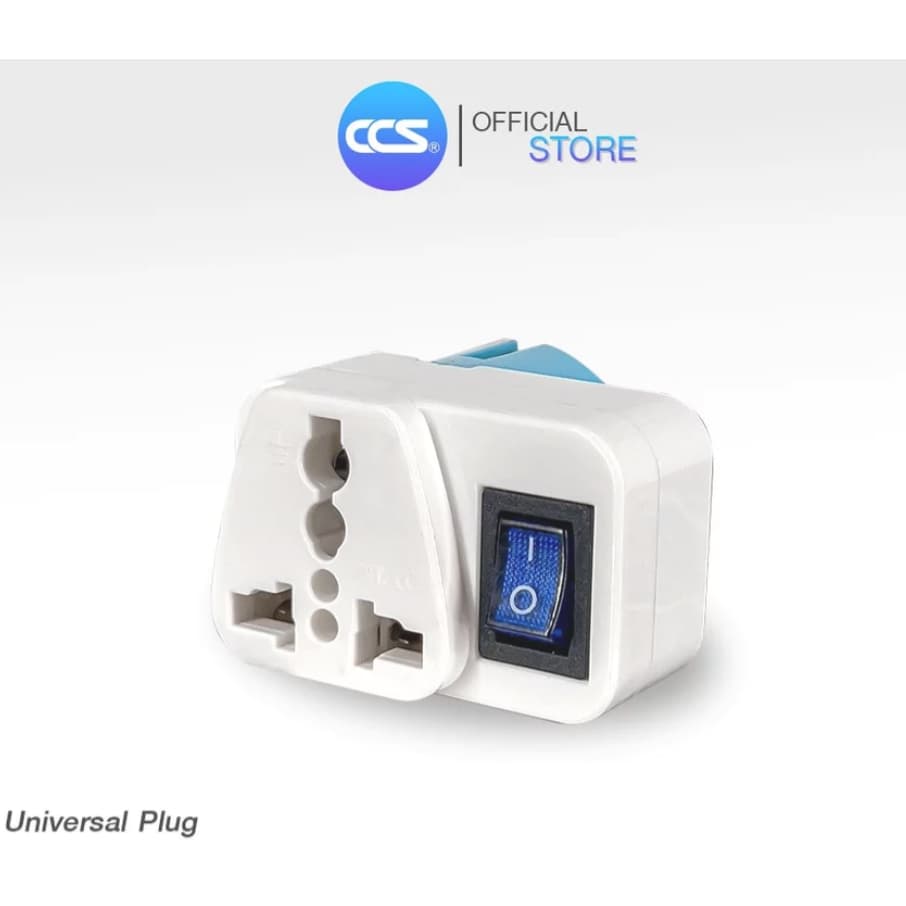 หัวปลั๊กแปลงขาปลั๊กไฟ 2 ขากลมอเนกประสงค์ มีสวิตช์ เปิด-ปิด รุ่น CCS8501S 10A 250V แบรนด์ CCS รูปที่ 1