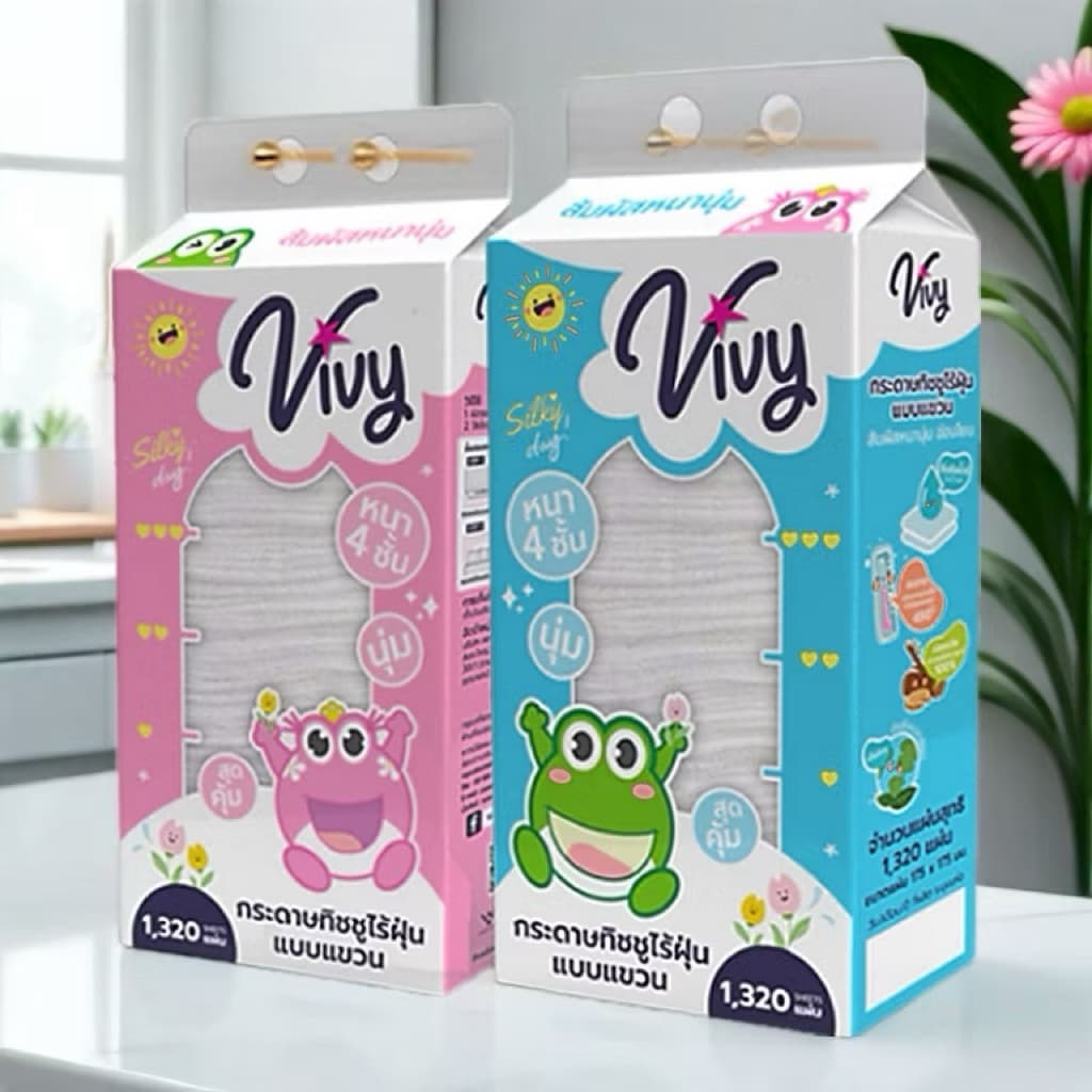 ทิชชู่แขวน Vivy 1320 แผ่น หนา 4 ชั้น ไร้ฝุ่น สัมผัสนุ่ม อ่อนโยน กระดาษทิชชู่แบบดึง แพ็คใหญ่สุดคุ้ม เช็ดหน้าได้ รูปที่ 3
