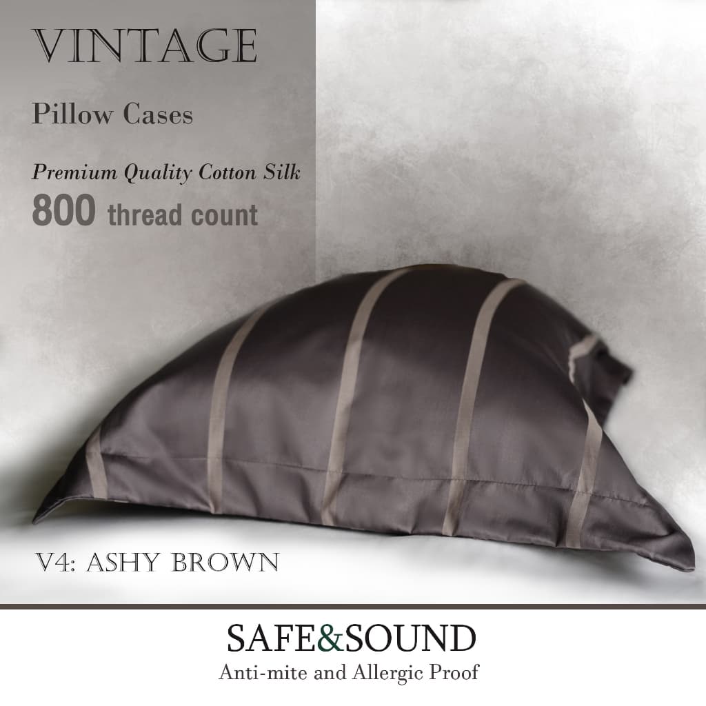 SAFE&SOUND ปลอกหมอนหนุน 800 TC กันไรฝุ่นแบบมีชาย ขนาด 20x30 นิ้ว Vintage Premium Quality Cotton Silk รูปที่ 6