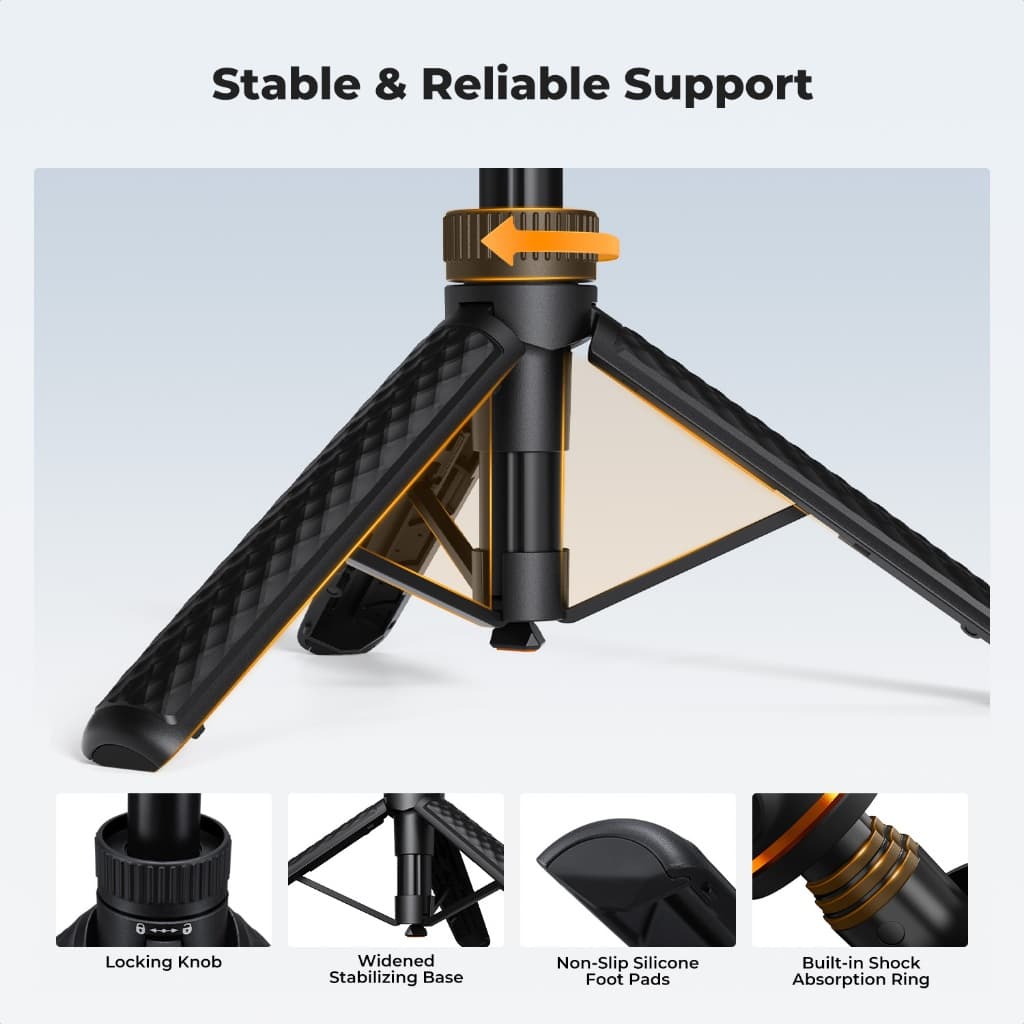 K&F CONCEPT MS71 กางเก็บอัตโนมัติ Mini ขาตั้งมือถือ ไม้เซลฟี่ 65cm for phone/DJI Pocket 4/3 Action6 รูปที่ 3