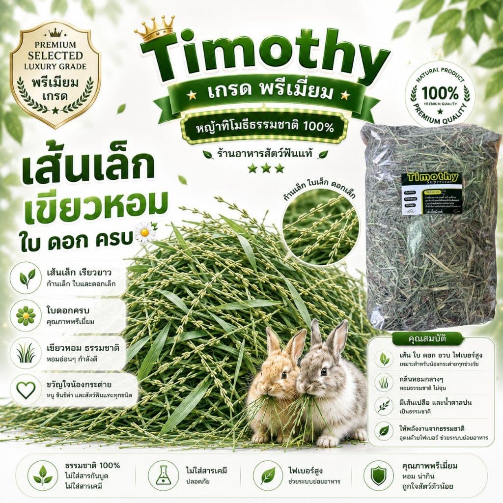 หญ้าเกรดนำเข้า ทิมโมธี 1กก Timothy คัท1 ใบเยอะ ดอกเยอะ ขายดี รูปที่ 4