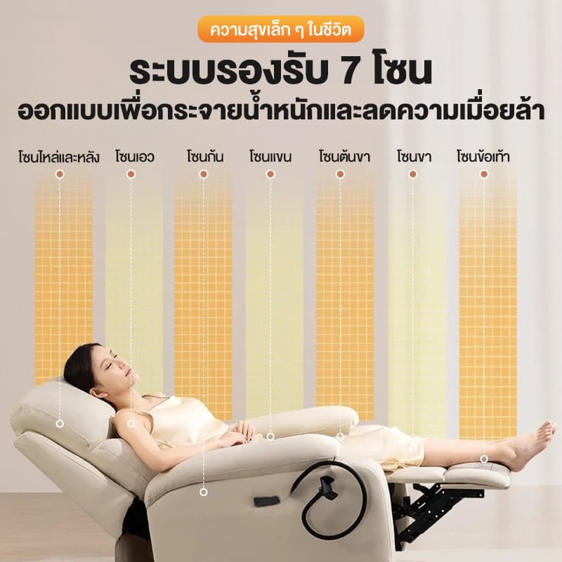 เก้าอี้โซฟาเดี่ยว ปรับเอนได้ เก้าอี้บีนแบ็กสำหรับห้องนั่งเล่น เหมาะสำหรับนอนเล่นหรือนอนหลับ MICI รูปที่ 7