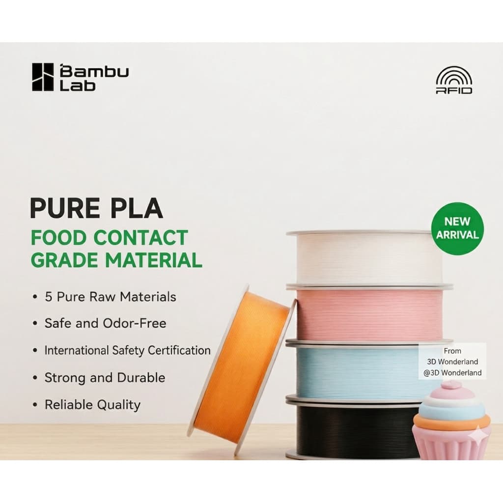 Bambu Lab Pure PLA เส้นพิมพ์ 3D Food Grade ปลอดภัย ผิว Matte พร้อม RFID รูปที่ 1
