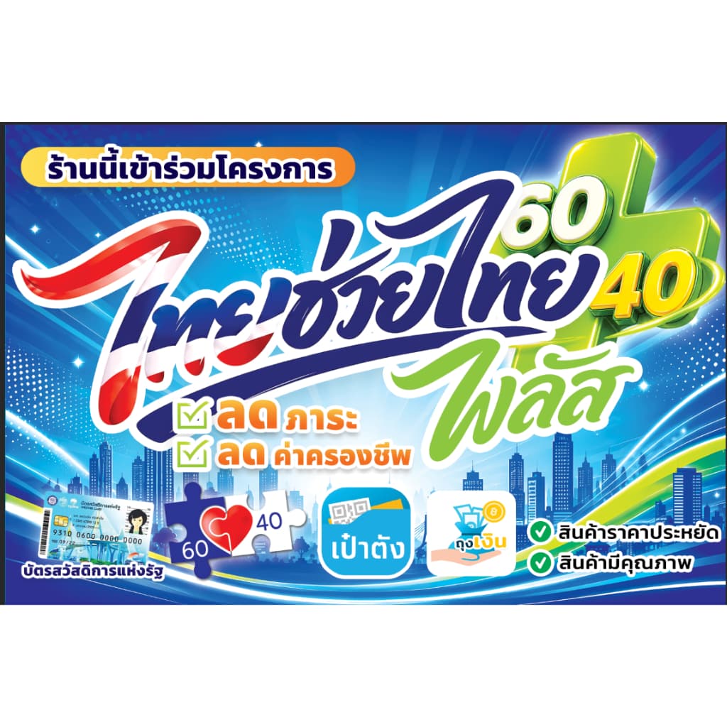 ป้ายไวนิล ไทยช่วยไทย สีสดคมชัด ทนแดด ทนฝน เปลี่ยนแปลงเพิ่มเติมข้อความได้ เจาะรูตาไก่ฟรี ส่งวันต่อวัน รูปที่ 6