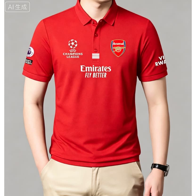 Arsenal Shirt, Polo Shirt Premier League Football Club Men's Polo Shirts and unisex polo รูปที่ 4