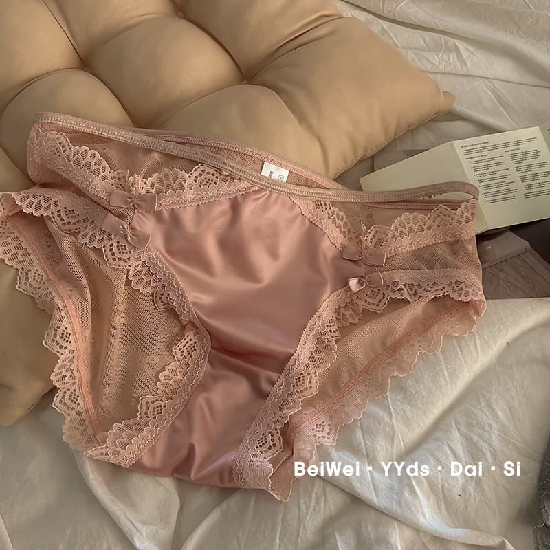 SexyGirlกางเกงในลูกไม้สไตล์ฝรั่งเศส กางเกงในสตรี มีหลายสีให้เลือก ตกแต่งด้วยโบว์ ระบายอากาศได้ดีและสวมใส่สบาย. รูปที่ 4