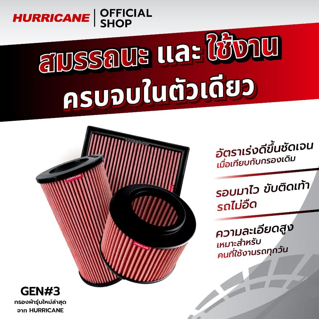 HURRICANE กรองอากาศสแตน & ผ้าแดง Isuzu HS-1021 รูปที่ 5