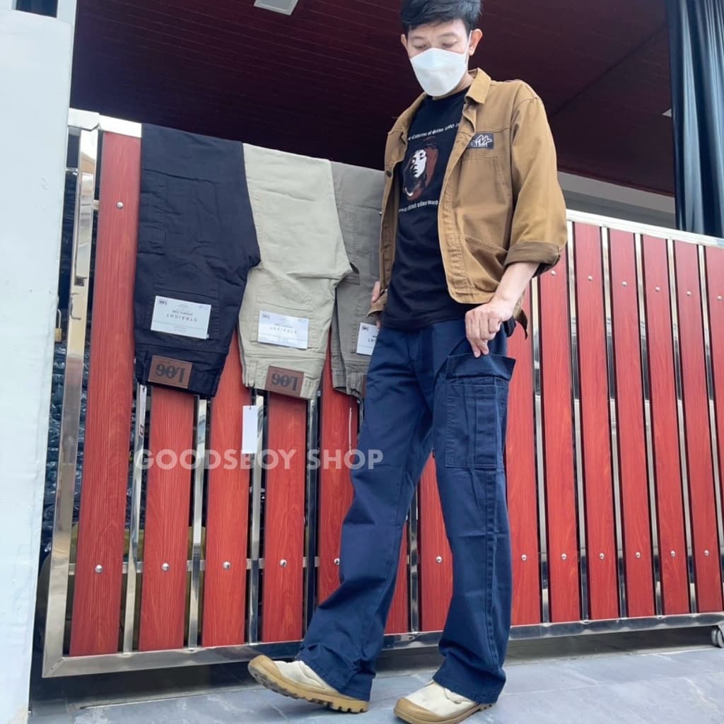LOGกางเกงคาร์โก้กระบอกใหญ่ผ้าชิโน รูปที่ 1