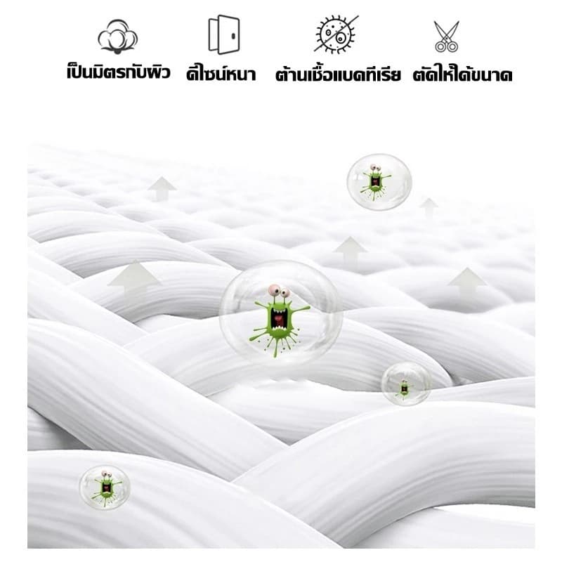 ผ้าปูที่นอนกันน้ำ พร้อมป้องกันไรฝุ่น คุณภาพพรีเมียม กันน้ำได้ 100%TPU ขนาด5ฟุต/6ฟุต รูปที่ 9