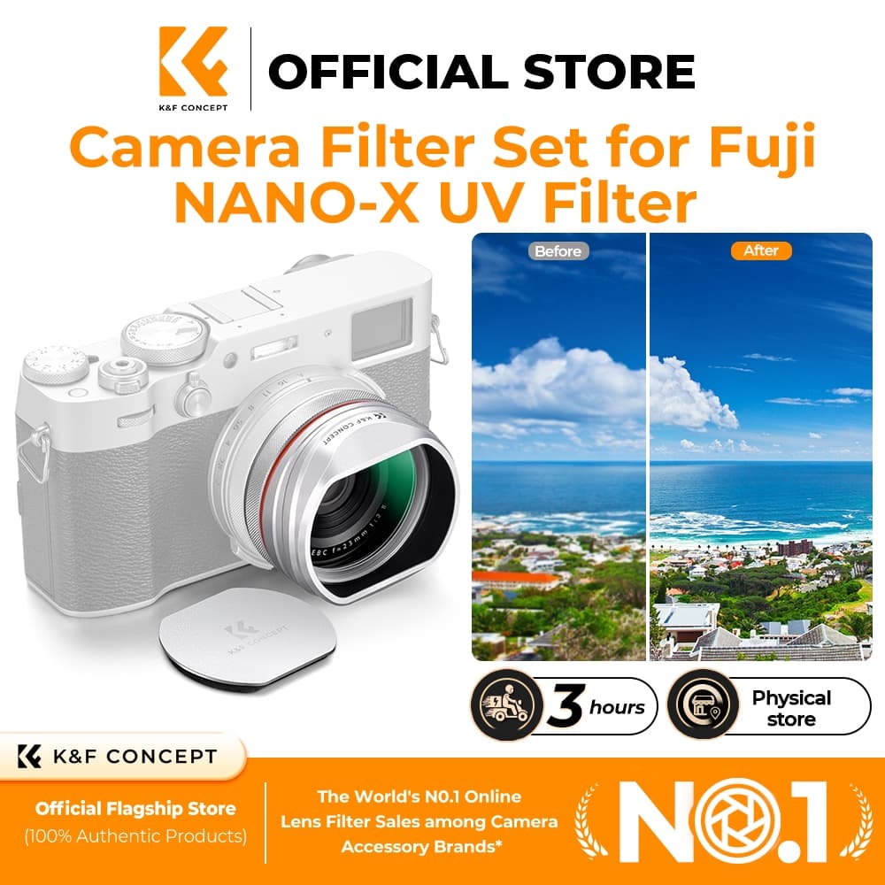 K&F CONCEPT Fuji UV Filter + Hood + Lens Cap Applicable to Fuji X100/X100F/X100S/X100T/X100V/X100VI