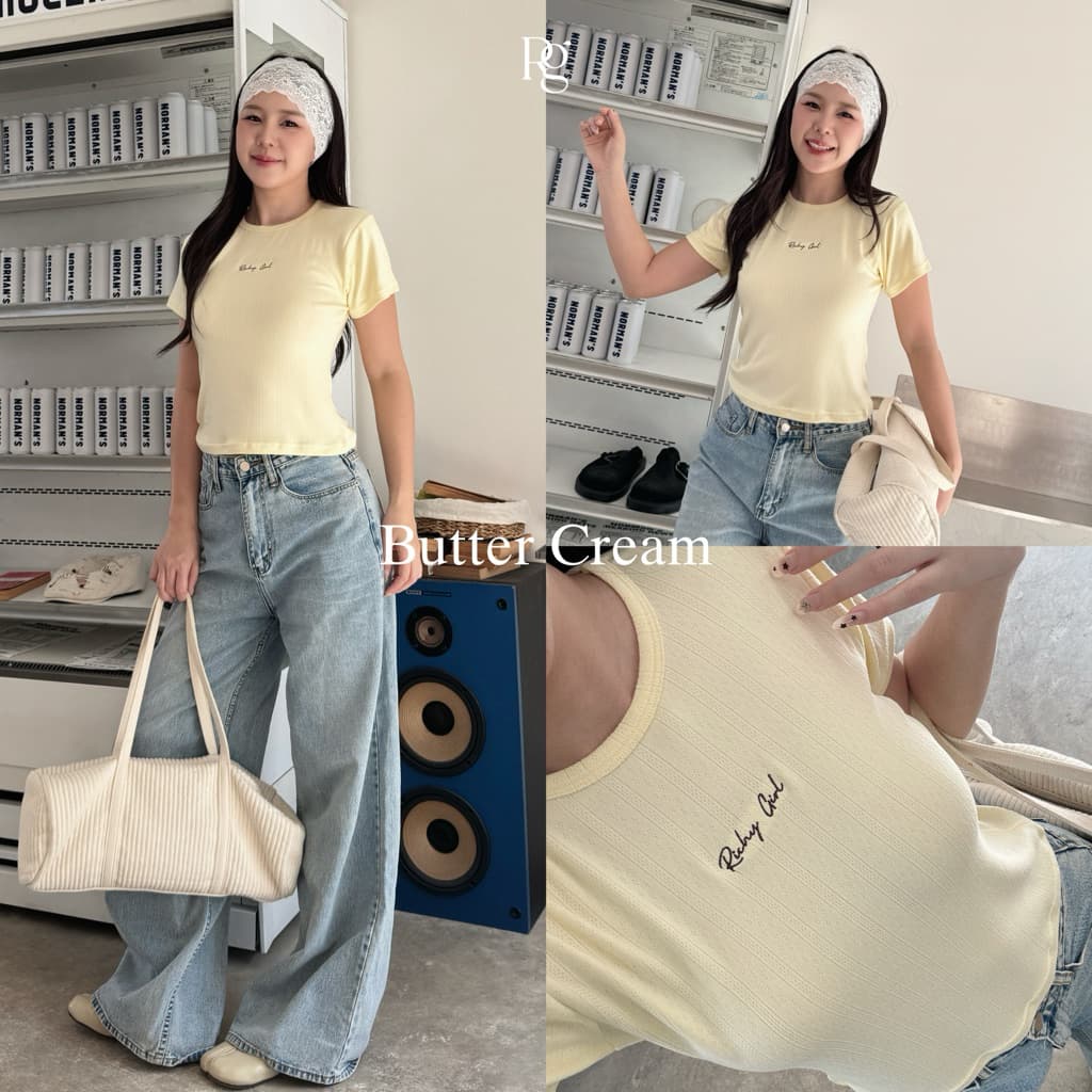 RICHYGIRL | Gina top เสื้อยืด Baby tee ทรงสวยสลิมฟิตเข้ารูปพอดีตัว เนื้อผ้ายืดหยุ่น ปักโลโก้กลางอก รูปที่ 7