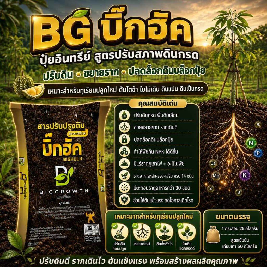 Big Hulk – บิ๊กฮัค | สารปรับสภาพดินสูตรพรีเมี่ยม | เม็ด 3 สี | ไม่มีเคมี | บรรจุ 25 กก. รูปที่ 1