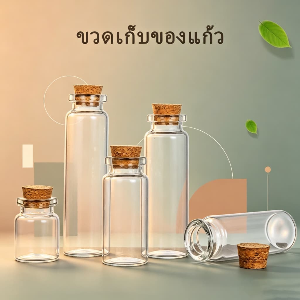 มินิขวดแก้วจํานวนมากชุด10ชิ้น,7ขนาด3-8เซนติเมตรความสูงสําหรับงานฝีมือ ทําเอง/พรรคตกแต่ง/ร้านขายยา,จุก-ปิดผนึกภาชนะใส5 รูปที่ 5
