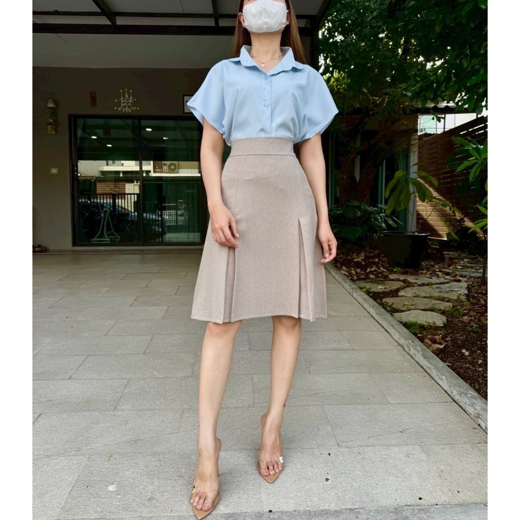 กระโปรงทรงเอผ้าสโนว์ จับจีบ รุ่น BENA ยาว 25 นิ้ว รูปที่ 2