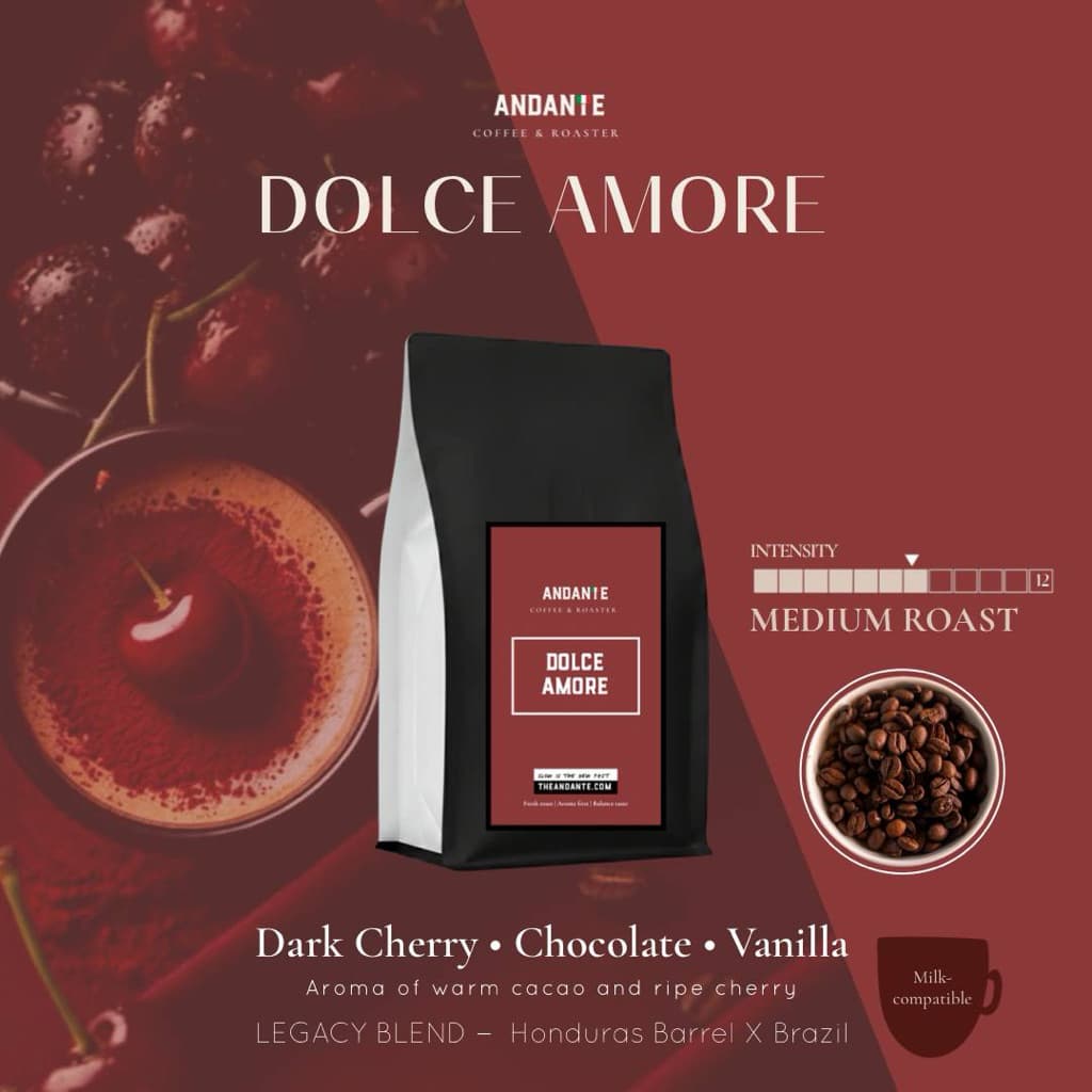 The Andante เมล็ดกาแฟคั่วกลาง เบลนด์พรีเมียม บ่มถังวิสกี้ Dolce Amore Blend refill bag รูปที่ 2