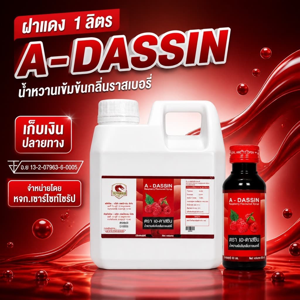 สุดคุ้ม 1 แถม 1 น้ำหวานเข้มกลิ่นราสเบอรี่ ขนาด 1000ML รูปที่ 4