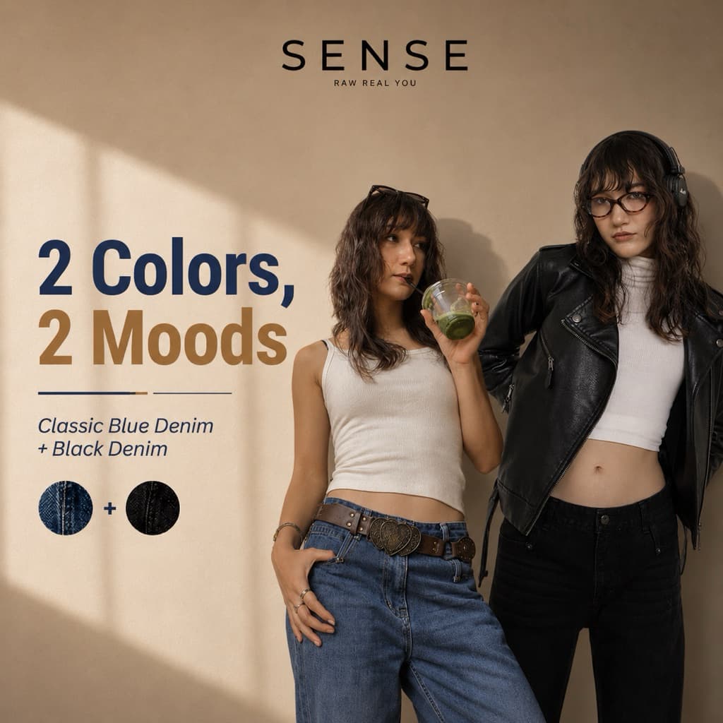 SENSE Baggy Jeans – Classic Blue / Black Only รูปที่ 5