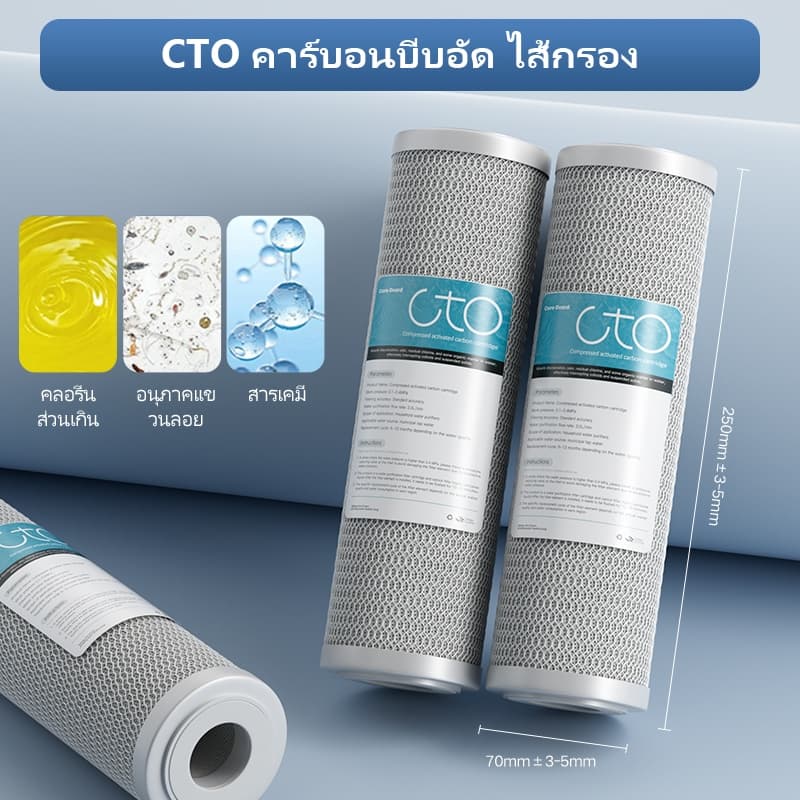 ไส้กรองน้ำ 3 ขั้นตอน ขนาด 10 นิ้ว x 2.5 นิ้ว ความละเอียด 5 ไมครอน Water Filter Cartridge Set PP, CTO , SFN รูปที่ 8