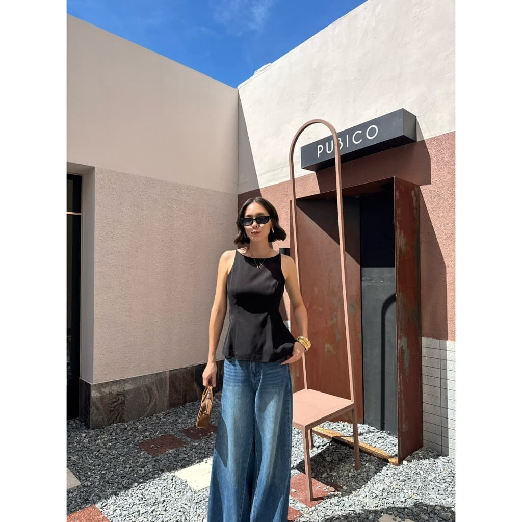 colourblockmatter - Moby Top เสื้อแขนกุดทรงเข้ารูปช่วงเอว ด้านหลังเว้า ผูกโบว์ มี 3 สี รูปที่ 8