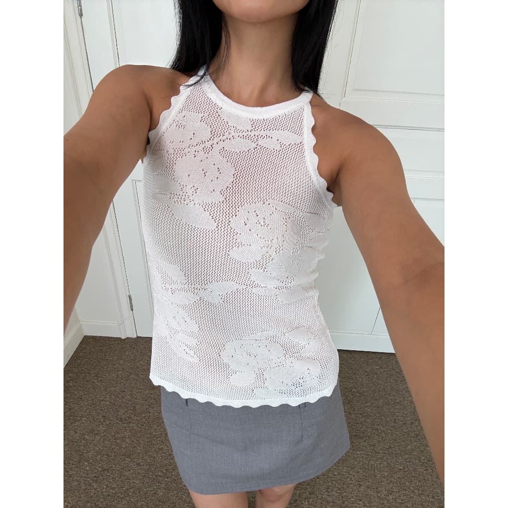 เสื้อคล้องคอผ้านิตทอลายดอกไม้ Rush Official Keri Halter Top Floral Detail *รุ่นใหม่ รูปที่ 2