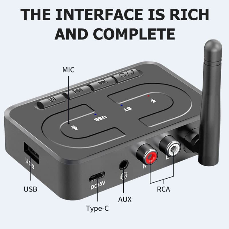 อะแดปเตอร์บลูทูธรถยนต์ 6.0 ตัวรับสัญญาณเสียงไร้สาย AUX RCA USB U Disk สำหรับเครื่องเสียงรถยนต์และลำโพง ความหน่วงต่ำ รูปที่ 3