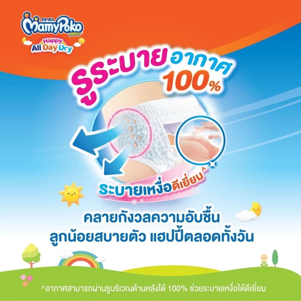 มามี่โพโค แพ้นท์ เเพมเพิสเด็ก ผ้าอ้อม เเบบกางเกง Mamy Poko Pants รูปที่ 2