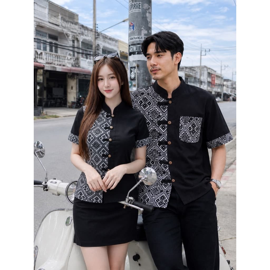 เสื้อผ้าไทย ชาย/หญิง ลายประกายดาว มีให้เลือกหลายสี หลายไซส์ รูปที่ 7