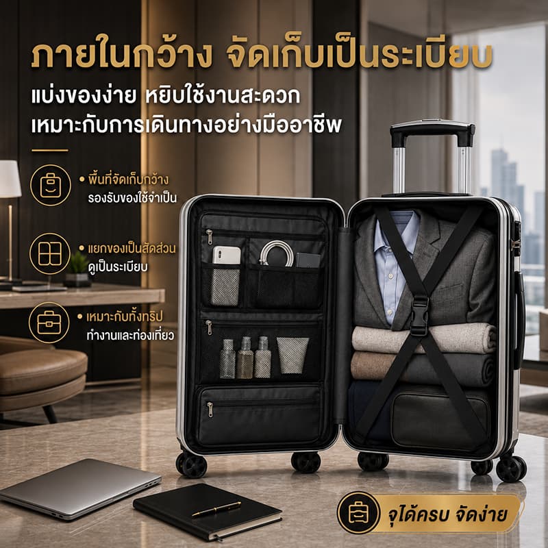 กระเป๋าเป้สะพา 20 นิ้ว กระเป๋าลาก 24นิ้ว วัสดุ ABS+PCย้อน น้ำหนักเบา กระเป๋าล้อลาก luggage 360 องศา ทนสุดๆ รูปที่ 7