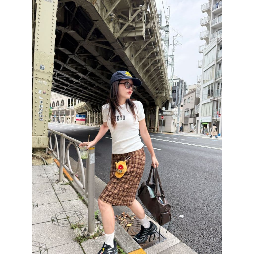 SORA SCOTT PANTS - ขาสั้น 3 ส่วน เอวสม็อค ลายสก็อต รูปที่ 7