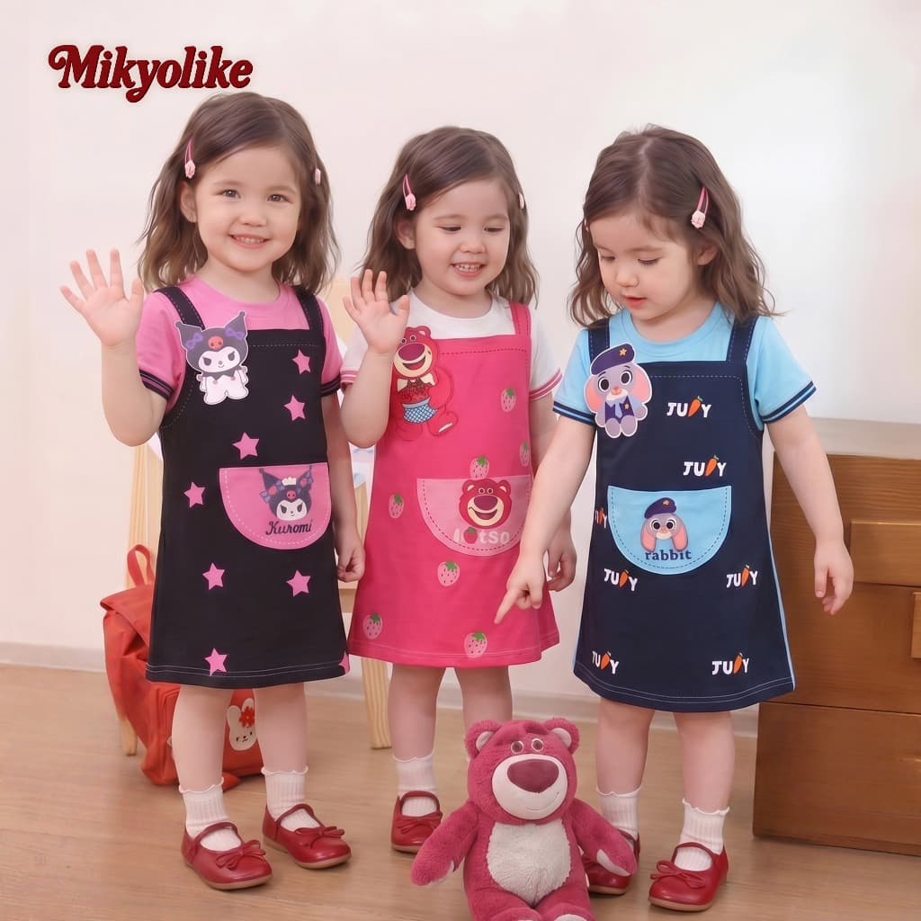 Mikyolike 1-9 ปี สไตล์เกาหลี ชุดเจ้าหญิงสีชมพูเด็ก ผ้าลายน่ารัก านุ่มใสสบายฯ ชุดออกงานเด็กผู้หญิงสีแดง รูปที่ 1